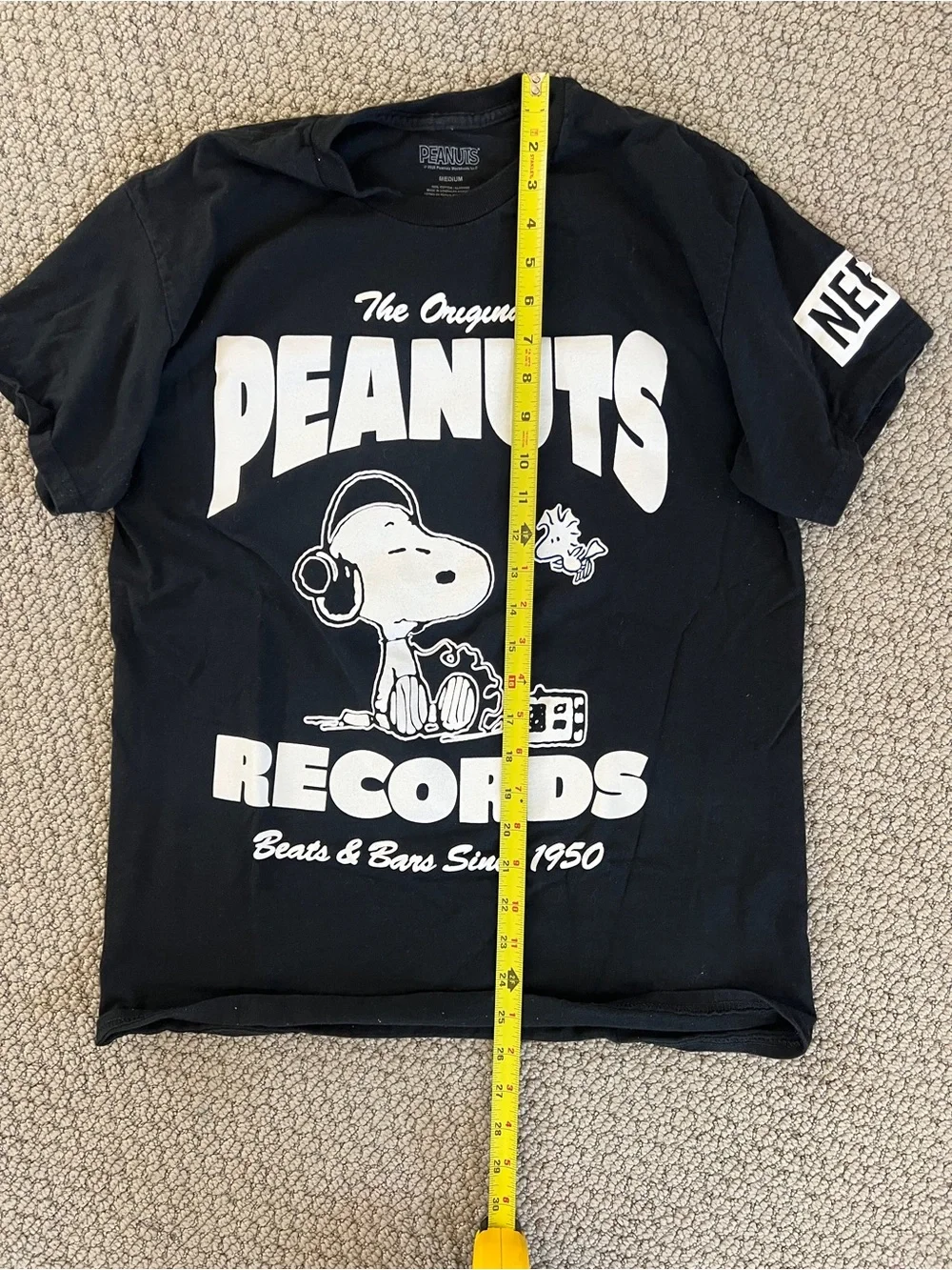 Peanuts Black & White Snoopy Records Dog Tee by Peanuts